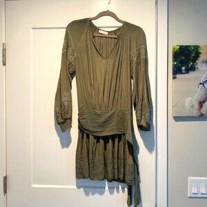 Ramy Brook Olive Long Sleeve Silk Dress